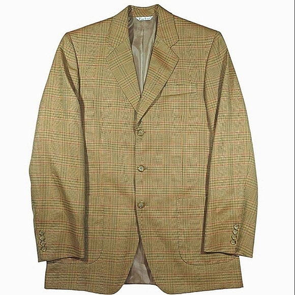 KACHINS Prince of Wales Wool Blazer Jacket Custom Made Beige Green Red - Picture 1 of 13